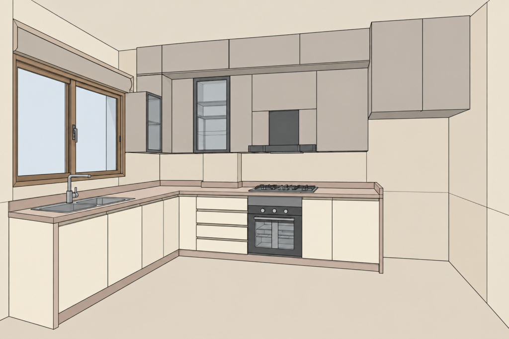 دفء البيج بلمسة عصرية — تصميم SketchUp